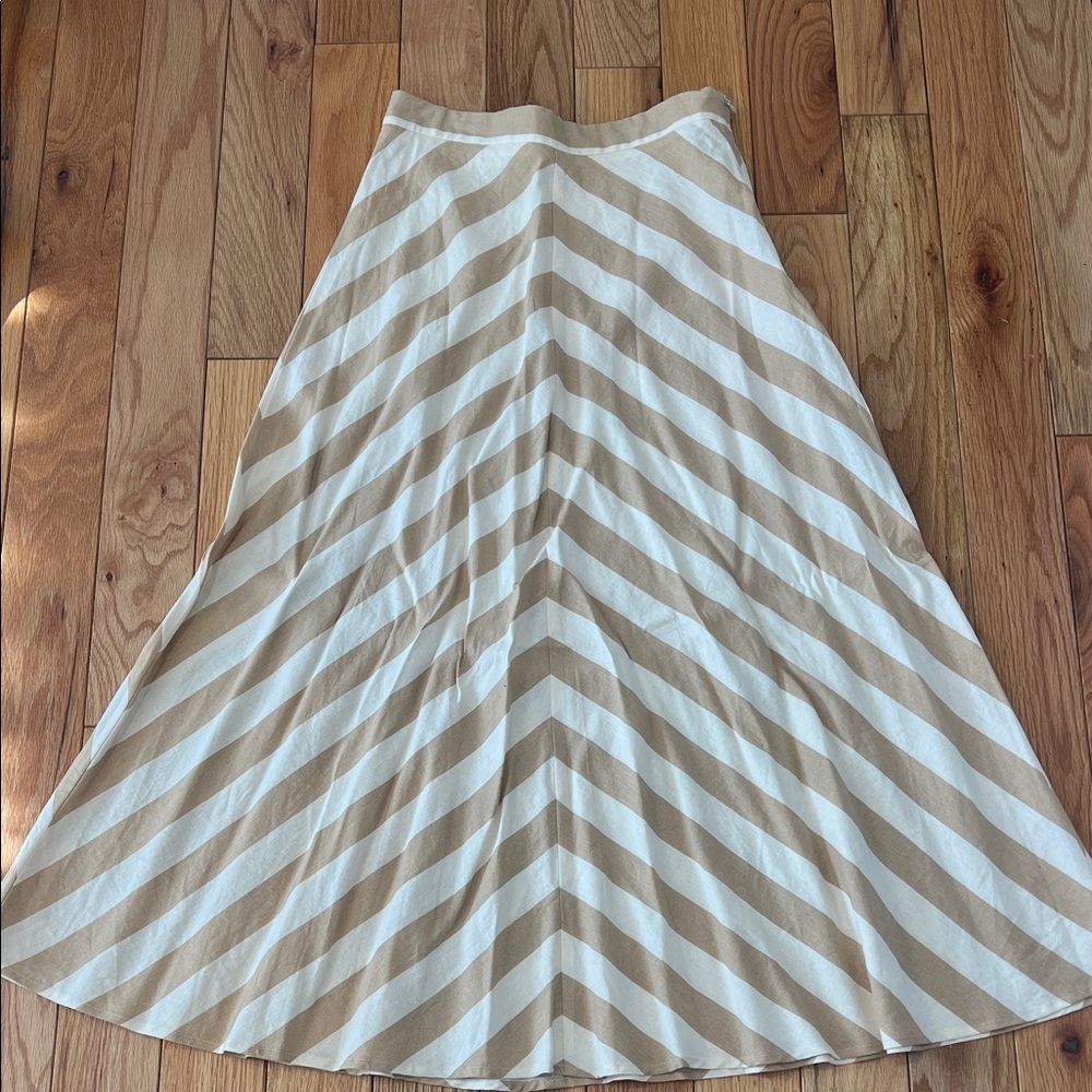 Zara Tan and Cream linen A-Line Skirt